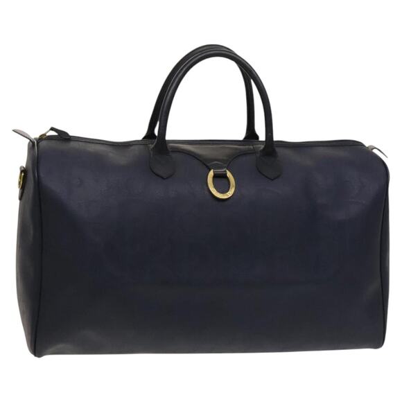 DIOR Trotter Canvas Boston Bag Pvc Navy Gold - Picture 1 of 12
